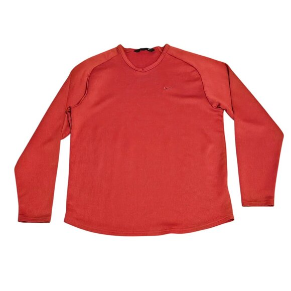 Nike Sphere Shirt Men Large Red Stretch Long Sleeve Classic V-Neck Pullover - Picture 1 of 5